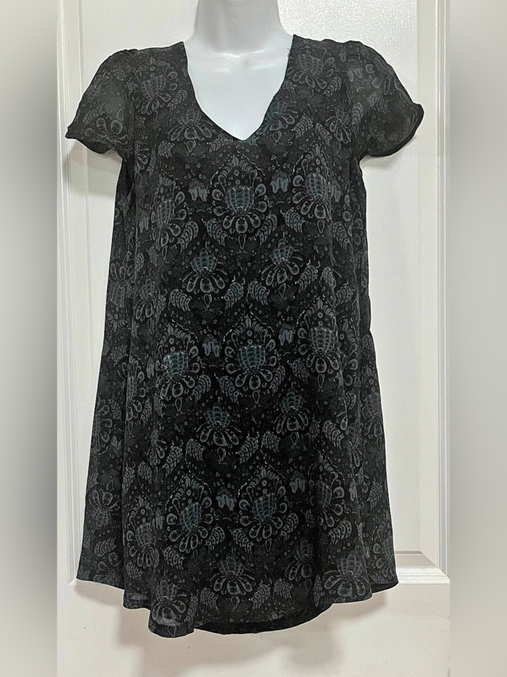 Reformation Paisley Mini Dress in Black Size XS
